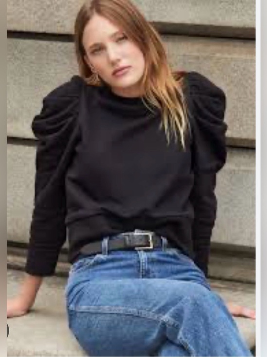 Sold Out Nyc Tops - Sold Out NYC The Just Enough Puff Sweatshirt XS Black Organic Cotton Pullover